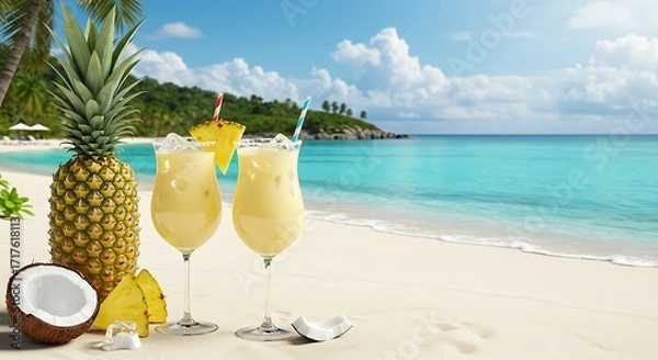 Fototapeta A delightful cartoon family of four shares a meal at a round table, enjoying coffee and pastries in a cozy indoor setting