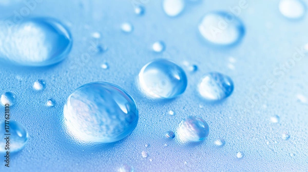 Fototapeta みずみずしく光る水滴が浮かぶスキンケア用抽象背景（美容・スキンケア・美容成分）	