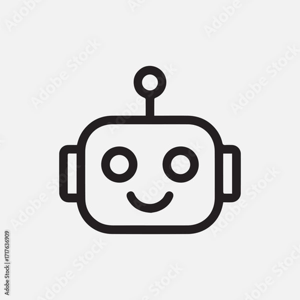 Fototapeta Minimal Cute Robot Head Icon – Artificial Intelligence Vector
