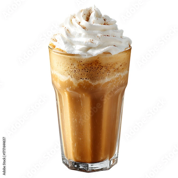 Fototapeta Cold coffee frappe garnished with whipped cream png