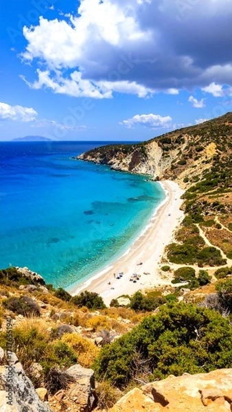 Obraz Stunning beach vista with azure water and white sand