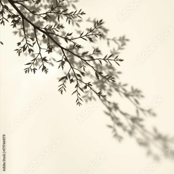 Obraz shadow overlay effects of realistic window and tree branch shadow with light blur on transparent background,Summer sunlight and shadow overlay effect