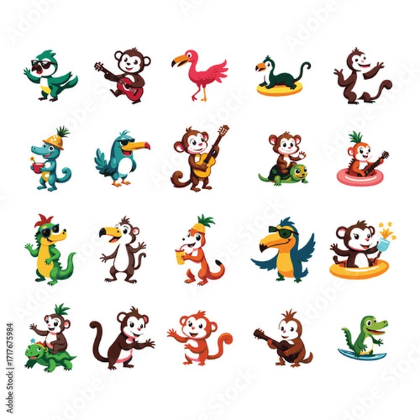 Obraz colorful animal vector cartoon design.
