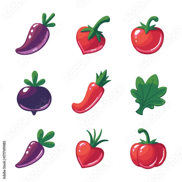 Obraz set of different colorful vegetables vector design.