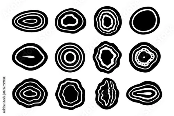 Fototapeta Ring banding abstract thickness cavity agate vector gemstone modern uniform icon decorative