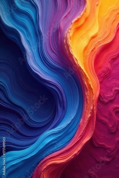 Fototapeta An artistic and colorful abstract background featuring dynamic swirls and curves in vibrant hues , colorful, modern