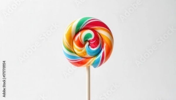 Fototapeta A vibrant and colorful lollipop standing out against a white background, perfect for adding a pop of color to any project , delicious, temptation