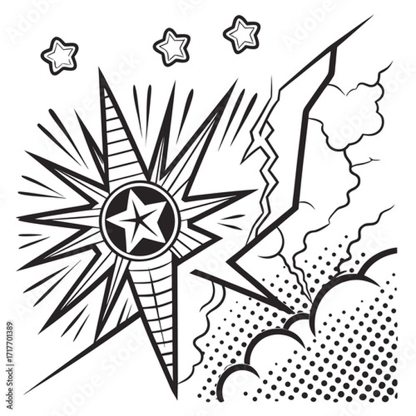 Fototapeta vector illustration of a compass