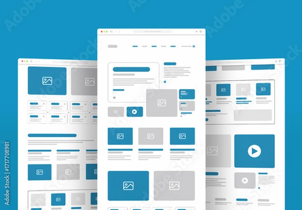Fototapeta Wireframe Template Layout For Website UI