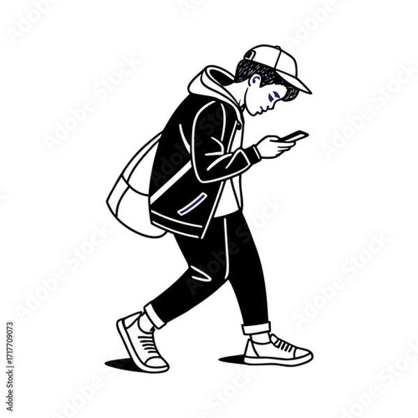 Fototapeta boy looking for phone cell.eps