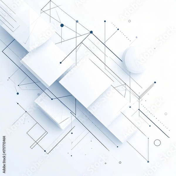 Fototapeta Abstract White Geometric Shapes and Lines