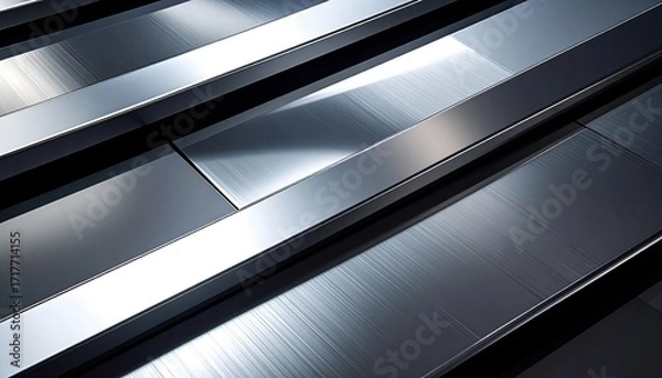 Fototapeta Abstract Metallic Texture: Parallel Silver Bars