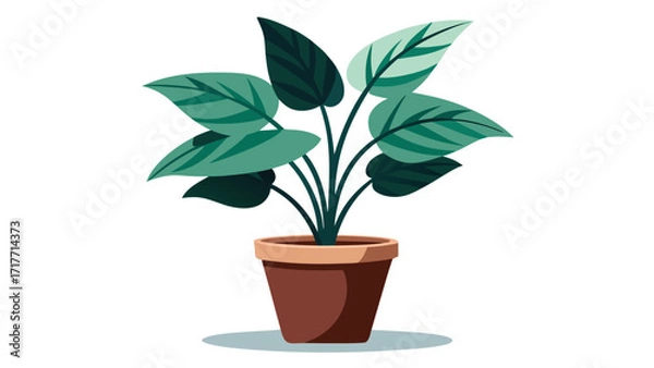 Fototapeta Illustration of a houseplant with striped leaves in a brown pot, , bringing a touch of natural beauty to any room