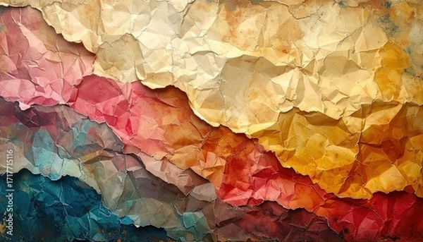 Fototapeta Abstract Crumpled Paper Texture in Warm Tones
