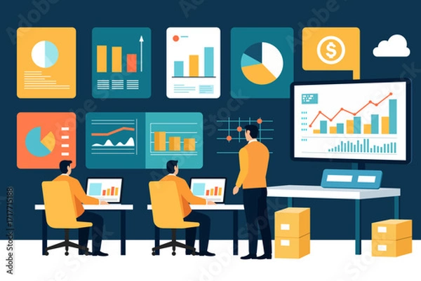 Obraz Accounting finance graphic report worker vector image