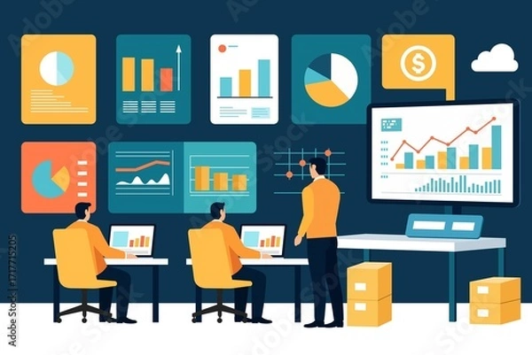 Obraz Accounting finance graphic report worker vector image