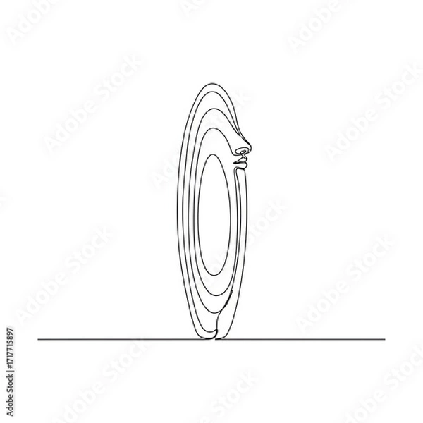 Fototapeta Abstract line drawing of a human face in profile on white background  