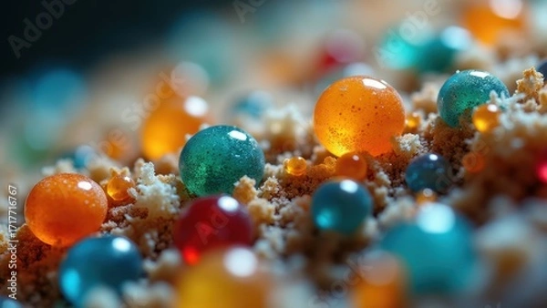 Fototapeta Colorful Environmental Samples Under Microscopy for Scientific Analysis