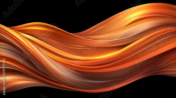 Fototapeta Flowing orange silk waves glowing with soft highlights and warm motion