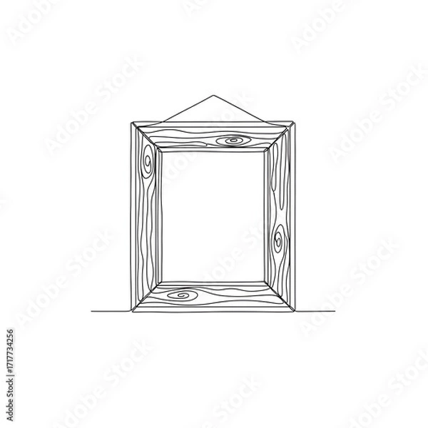 Fototapeta Wooden picture frame in simple line art design  