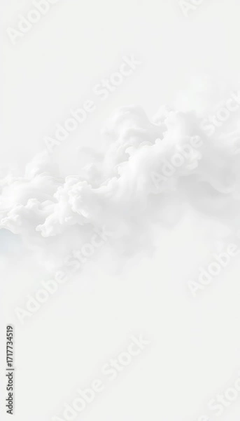 Fototapeta Dreamy and ethereal white smoke forms an abstract cloud, perfect for serene backdrops and designs