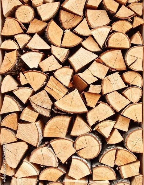 Obraz Stacked firewood, close-up view