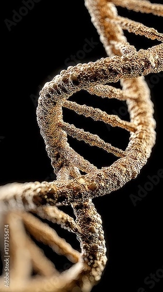 Fototapeta Explore the stunning twists of a DNA double helix on a dark background
