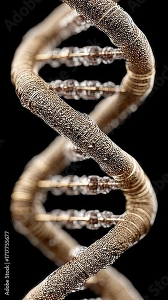 Fototapeta A close up showcases the elegant spirals of a DNA strand and its complexity