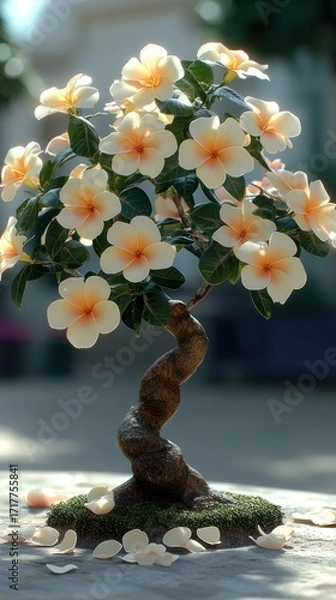 Fototapeta A stunning tree adorned with fragrant flowers brings tranquility to the garden setting