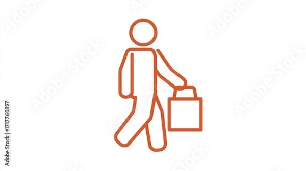 Fototapeta A minimalist illustration of a person carrying a shopping bag, suggesting retail therapy, consumerism, or shopping experiences