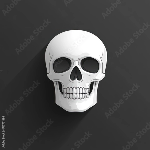 Fototapeta The artwork shows a detailed human skull on a dark background, emphasizing texture