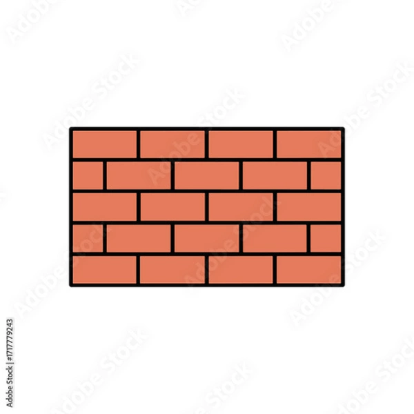 Fototapeta Network firewall, Firewall security icon logo flat vector design