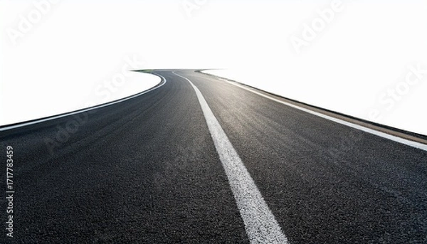 Fototapeta smooth and straight asphalt racing track isolated on white background