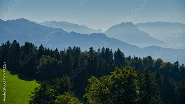 Fototapeta Ausblick vom Pfänder über Bregenz und die Alpen