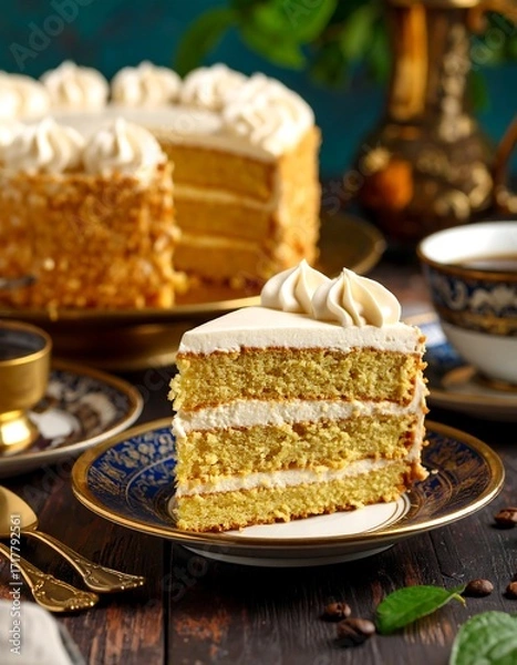 Obraz Delicious layered cake slice