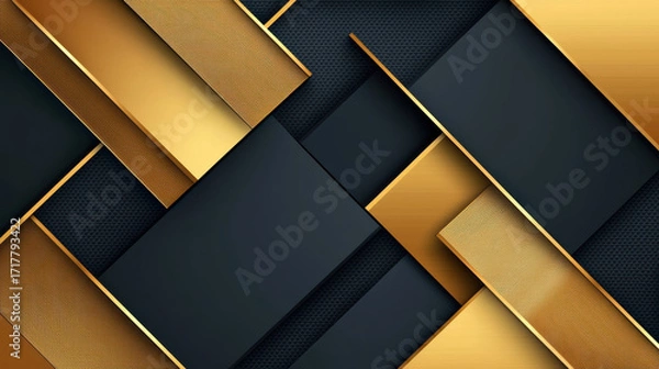 Fototapeta sleek and modern design featuring interwoven black and gold geometric shapes, creating a sophisticated visual texture.