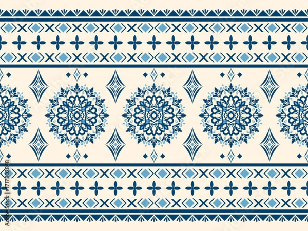 Fototapeta Geometric ethnic pattern. Geometric ethnic pattern, Navajo, Native American tribal fabric design for clothing, textile, wrapping, background, wallpaper, carpet, embroidery, print, vector, illustration
