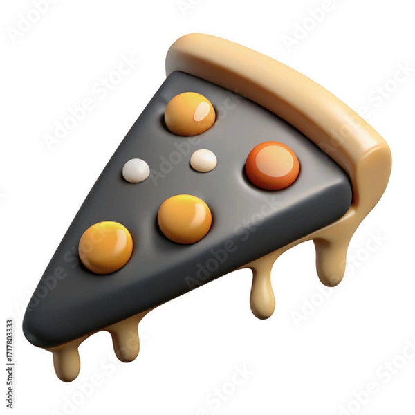 Fototapeta Delicious slice of pizza with melting cheese and toppings realistic rendering food photography isolated on white background