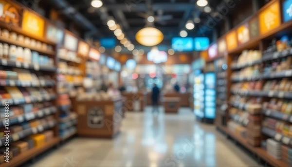 Obraz a blurred minimarket aisle
