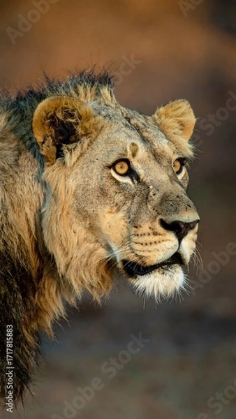 Obraz Lion's profile in sunlight