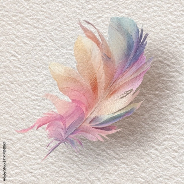 Obraz Pastel Feather on Textured Background