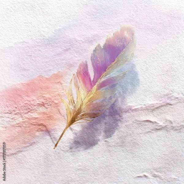 Obraz Golden Feather on Textured Surface