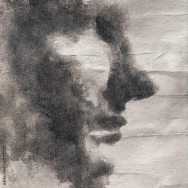 Obraz Profile Portrait on Textured Paper