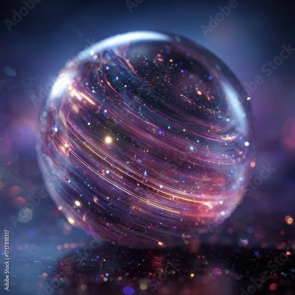 Obraz Glowing Sphere with Swirling Lights and Particles