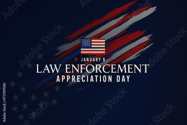 Fototapeta National Law Enforcement Appreciation Day January 9 with Police Badge and USA Flag Background Design Poster Banner Template Generative AI