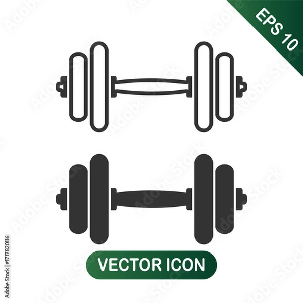Obraz Dumbbell Icons Outline and Solid Styles