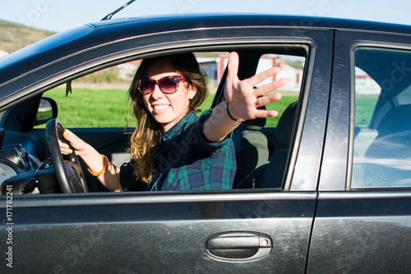 Obraz Happy female driver