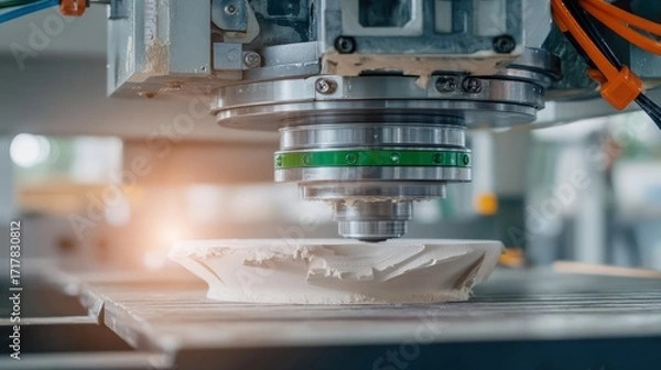 Fototapeta Precision CNC Machine Cutting Clay in Modern Industrial Workshop