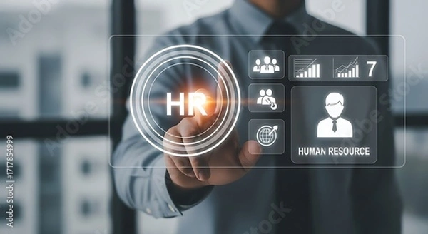 Fototapeta Streamline human resources with modern technology solutions as a manager navigates innovative tools for efficiency and strategic workforce management