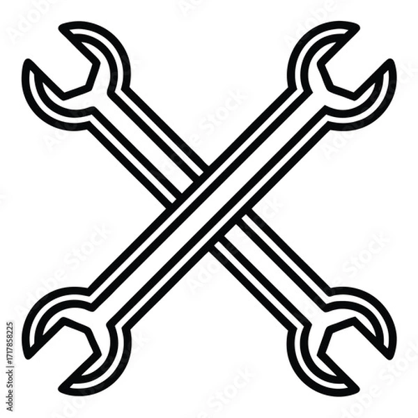 Fototapeta Two crossed wrenches isolated on a white background